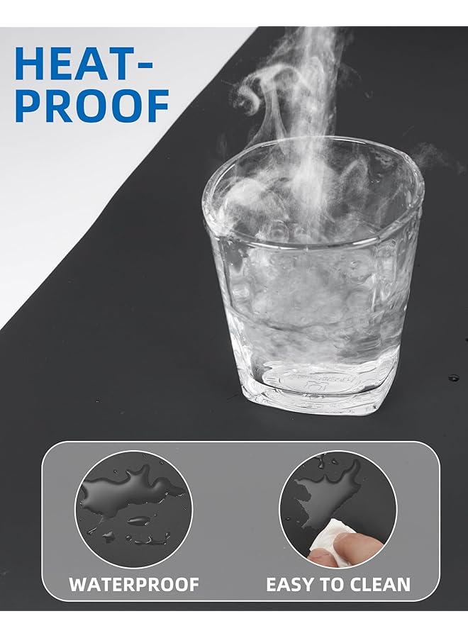 erorex Leather Desk Pad Blotter Mouse Pad Office Desk Mat Non Slip Pu Leather Desk Mat Large Desk Mat Waterproof Keyboard Mat For Office Home Decor Black 31.5 Inch X 15.7 Inch - Image 3