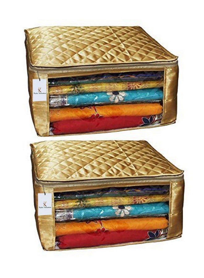 Kuber Industries Saree Cover Set of 2 Pcs Large Size in Golden Satin Gift (RSC09) - Image 1