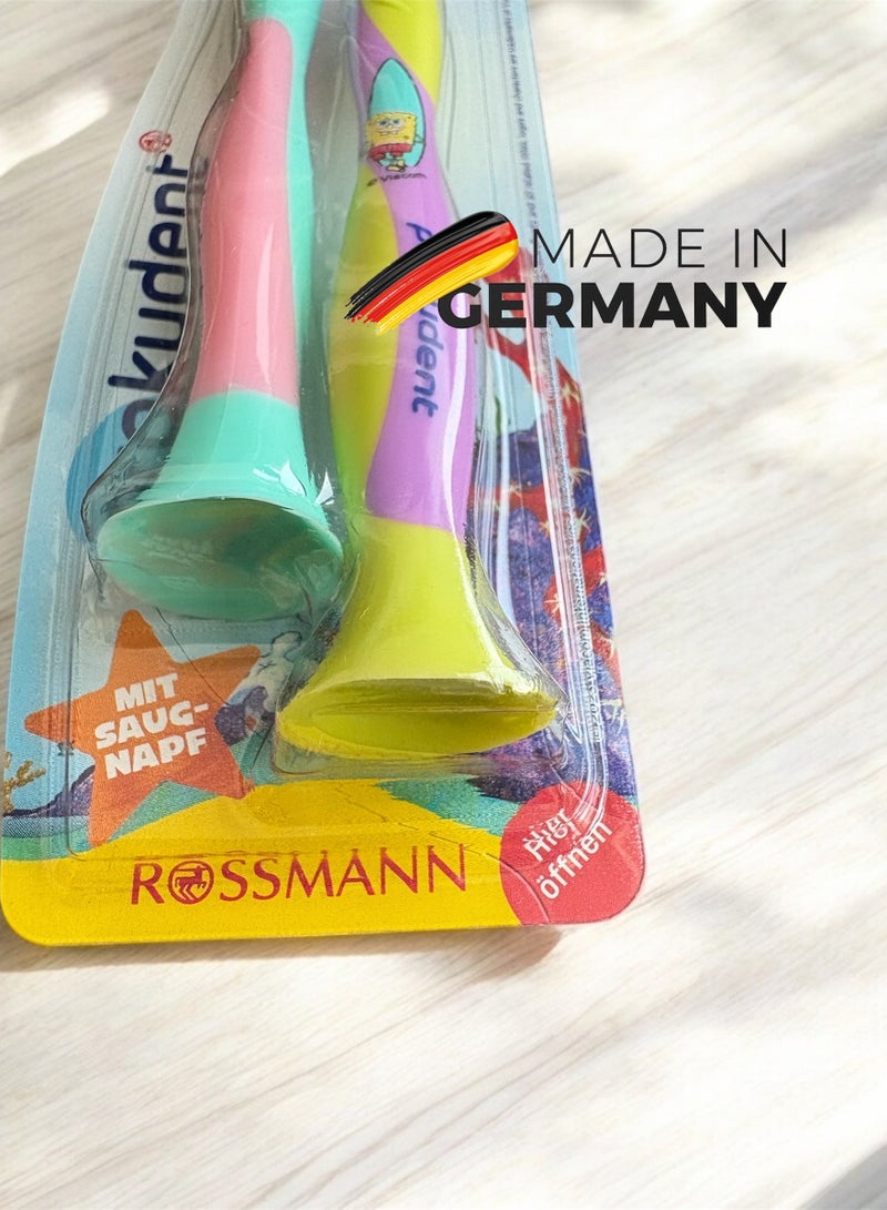 German Brand 2-Piece Colorful Kids Toothbrush Set – Gentle, Effective, and Fun for Little Smiles,teethbrush set, made in Germany