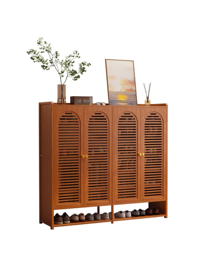 بست وان خزانة أحذية عملية وأنيقة مثالية للحفاظ على مساحة معيشة منظمة ومرتبة وجذابة 120×33×111 سم بني 4 أبواب 8 طبقات - Image 2