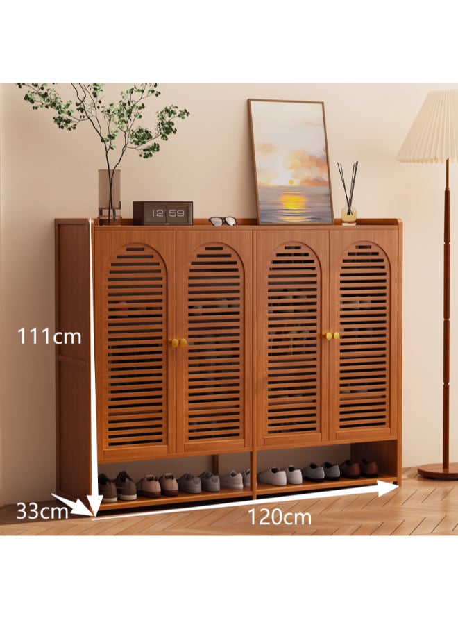 بست وان خزانة أحذية عملية وأنيقة مثالية للحفاظ على مساحة معيشة منظمة ومرتبة وجذابة 120×33×111 سم بني 4 أبواب 8 طبقات - Image 4