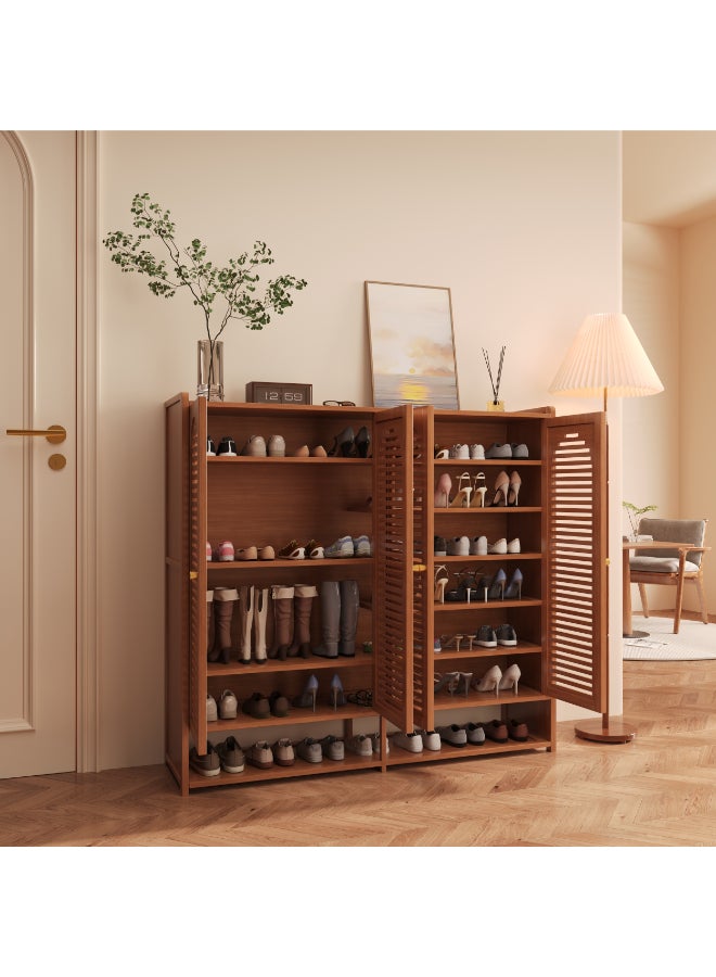 بست وان خزانة أحذية عملية وأنيقة مثالية للحفاظ على مساحة معيشة منظمة ومرتبة وجذابة 120×33×111 سم بني 4 أبواب 8 طبقات - Image 3