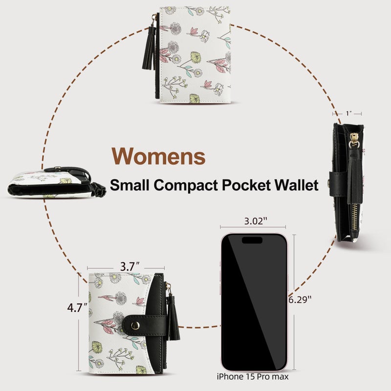 yiijay Small Wallet for Women RFID Blocking Tassle Bifold Slim Thin Leather Wallet Credit Card Holder Wallet Ladies Mini Wallet with Zipper Pocket - Image 4