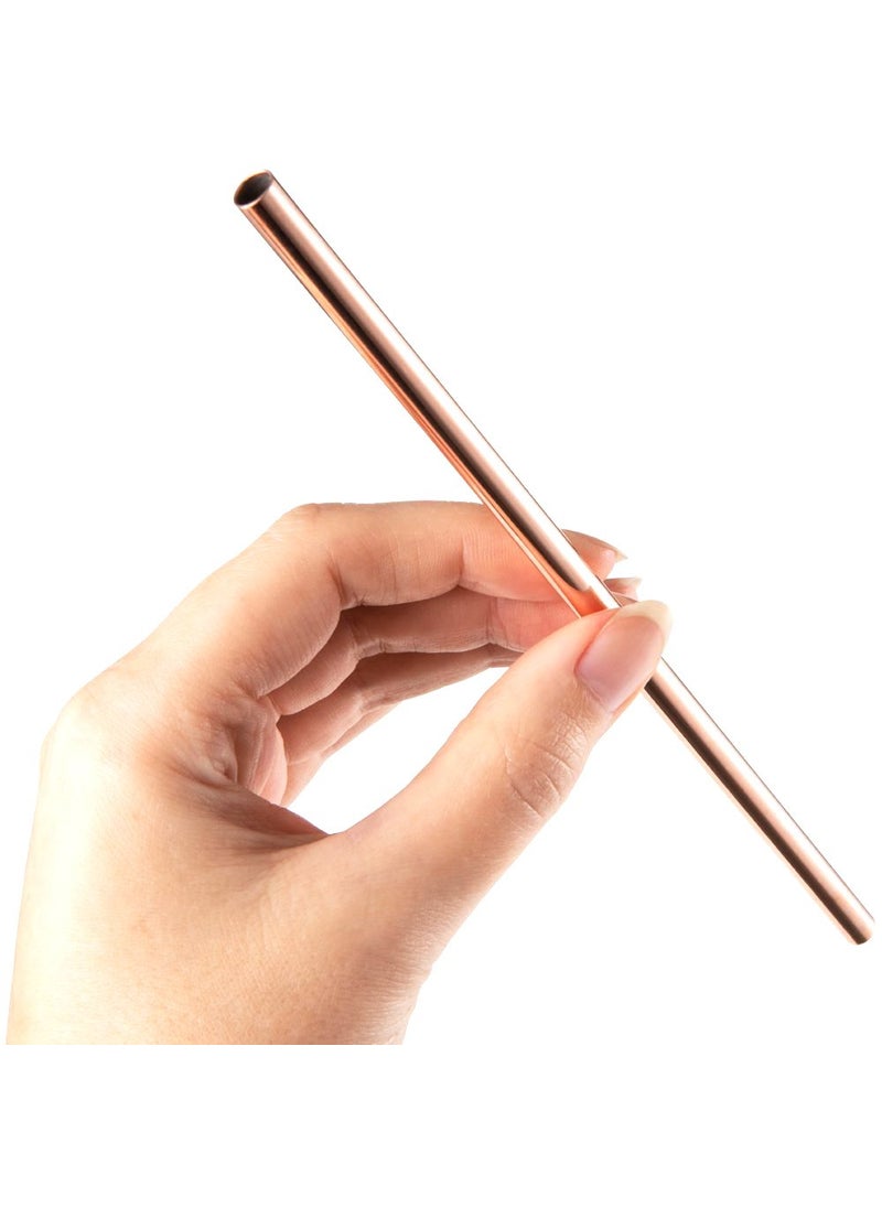 Prisha India Craft Prisha India Craft Plain Pure Copper Straight Drinking Straws 8 Inch Set of 4  - Image 2