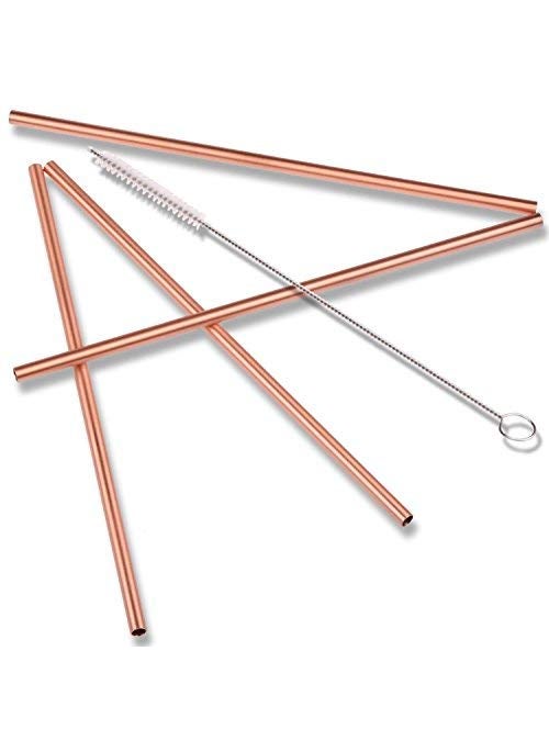Prisha India Craft Prisha India Craft Plain Pure Copper Straight Drinking Straws 8 Inch Set of 4  - Image 4