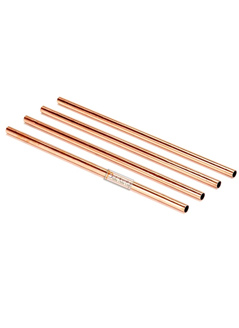 Prisha India Craft Prisha India Craft Plain Pure Copper Straight Drinking Straws 8 Inch Set of 4  - Image 3