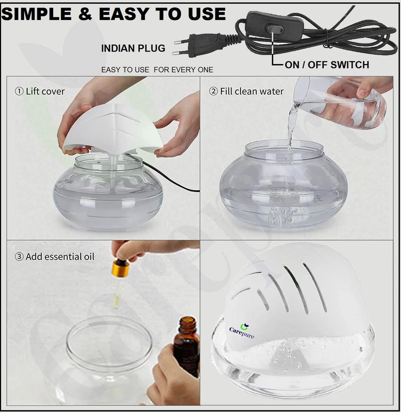 Carepure Water base Sea Shell Shape Air Purifier and Humidifier Aroma Diffuser Air Revitalizer - MI-606B (Wooden) - Image 4
