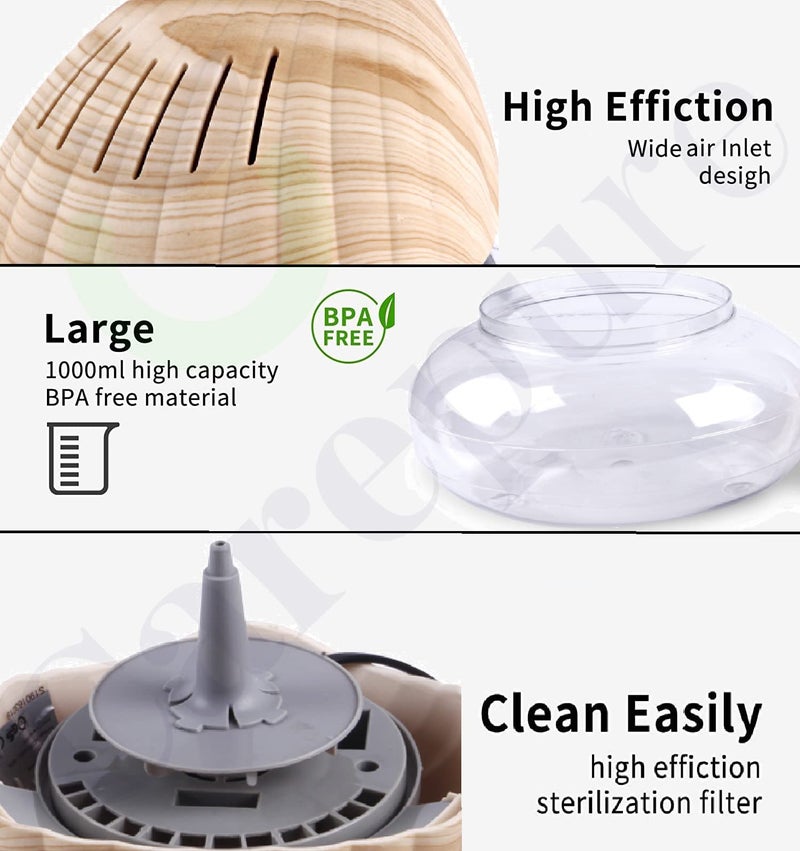 Carepure Water base Sea Shell Shape Air Purifier and Humidifier Aroma Diffuser Air Revitalizer - MI-606B (Wooden) - Image 5