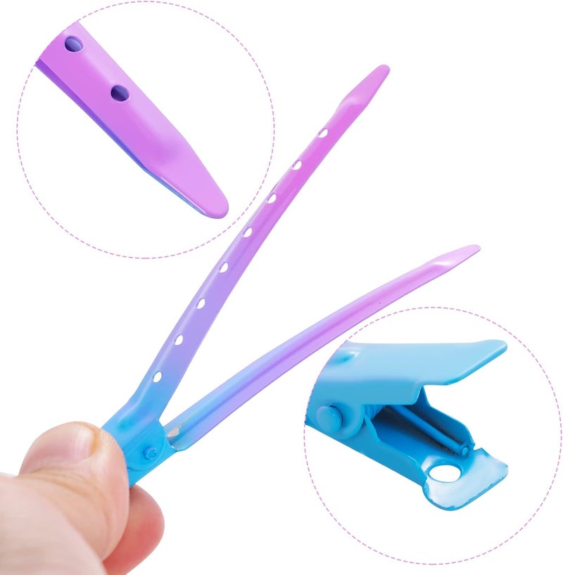 Bantoye 24 Packs Duck Bill Clips, 3.35 Inches Rustproof Metal Alligator Curl Clips with Holes for Hair Styling, Hair Coloring, Gradient Blue - Image 3