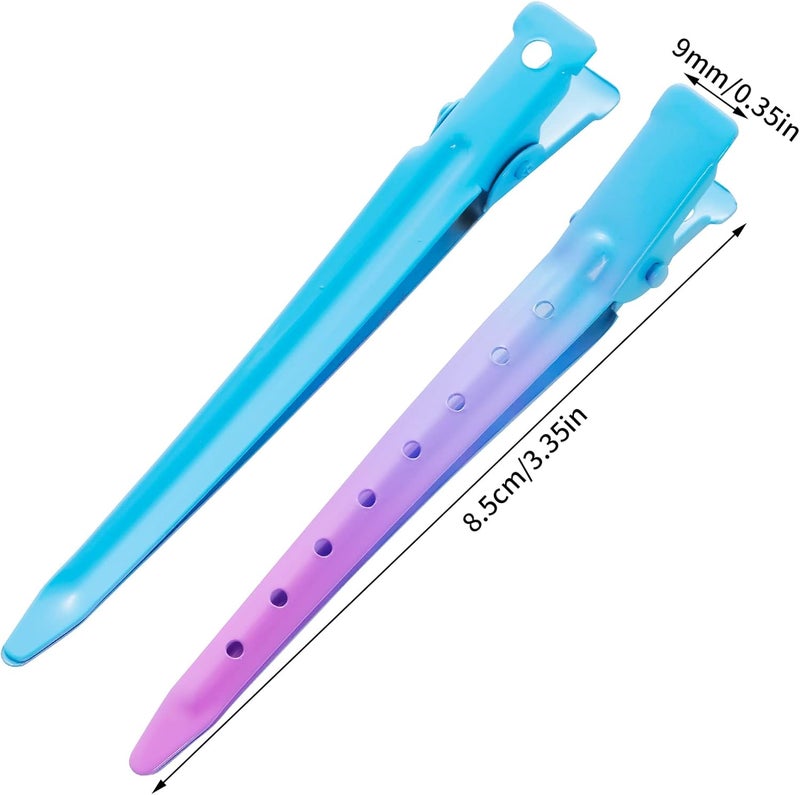 Bantoye 24 Packs Duck Bill Clips, 3.35 Inches Rustproof Metal Alligator Curl Clips with Holes for Hair Styling, Hair Coloring, Gradient Blue - Image 2