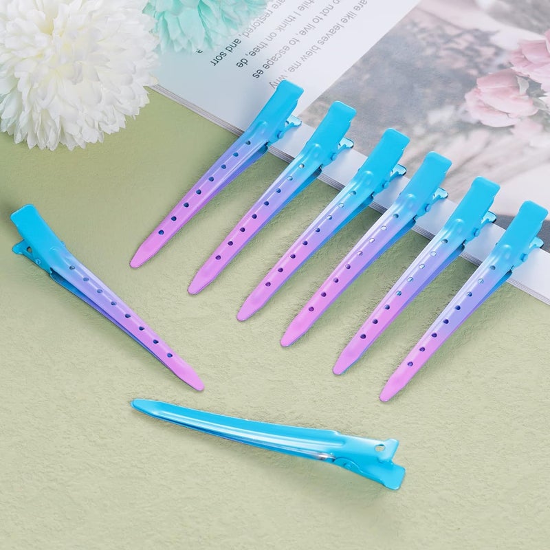 Bantoye 24 Packs Duck Bill Clips, 3.35 Inches Rustproof Metal Alligator Curl Clips with Holes for Hair Styling, Hair Coloring, Gradient Blue - Image 5
