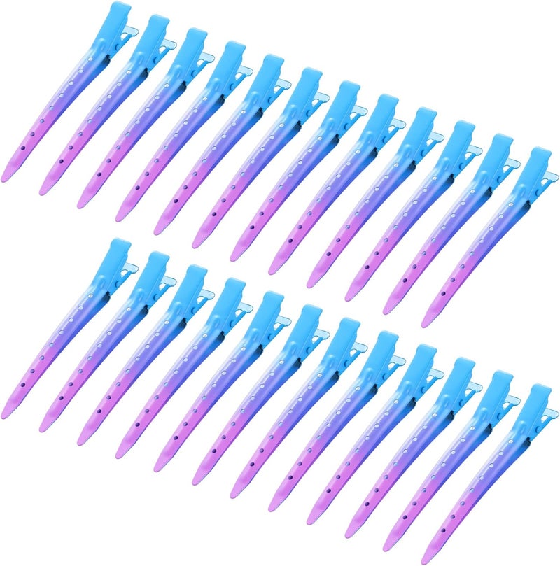 Bantoye 24 Packs Duck Bill Clips, 3.35 Inches Rustproof Metal Alligator Curl Clips with Holes for Hair Styling, Hair Coloring, Gradient Blue - Image 1