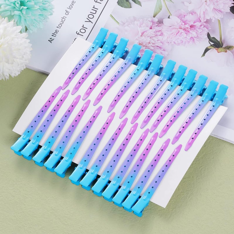 Bantoye 24 Packs Duck Bill Clips, 3.35 Inches Rustproof Metal Alligator Curl Clips with Holes for Hair Styling, Hair Coloring, Gradient Blue - Image 4