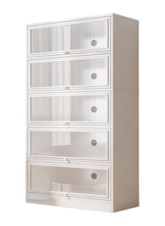 5 Layers Flip Up Doors Bookshelf Floor Standing Bookcase, Multi Functional Organizer for Used in Bedrooms, Living Rooms, Offices 80x30x165 CM