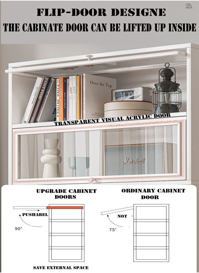ZCM-HAPPY - 5 Layers Flip Up Doors Bookshelf Floor Standing Bookcase, Multi Functional Organizer for Used in Bedrooms, Living Rooms, Offices 80x30x165 CM - Image 1