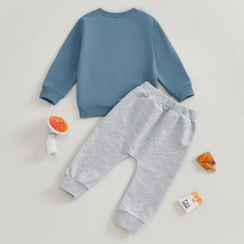 allshope Baby Boy Fall Clothes Set Long Sleeve Letter Print Sweatshirt Pants Toddler Infant Outfits 6 12 18 24 Months 2T (The Handsome Ones Are Always Trouble, 18-24 Months) - Image 3