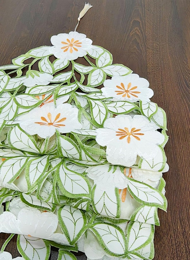 AMZALI Summer Spring Flower Table Runner Embroidered Flowery Cutwork Table Doily Floral Table Dresser Scarf for Home Kitchen Dining Tabletop Decoration ( 15"×72") - Image 4