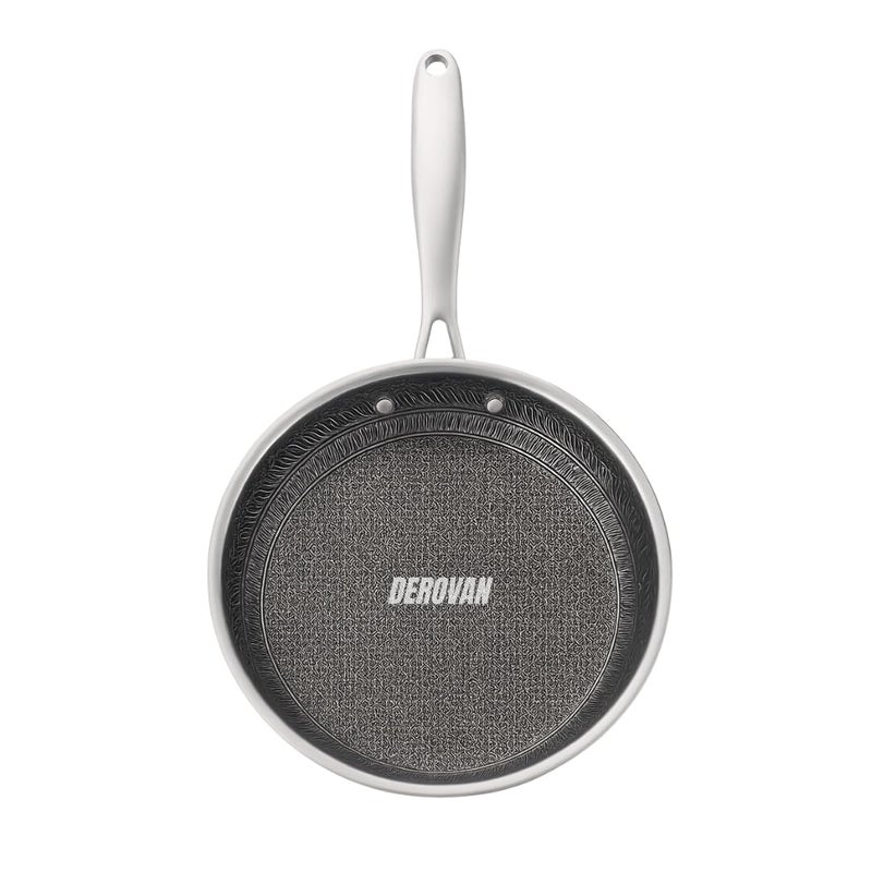 Derovan 26 cm (10″) Multi-Ply Stainless Steel Honeycomb Frying Pan – Induction-Compatible, Heavy-Gauge, Scratch-Resistant & Oven-Safe Cookware - Image 1