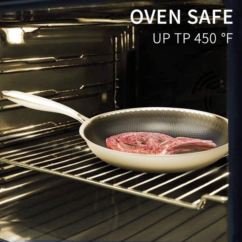 Derovan 26 cm (10″) Multi-Ply Stainless Steel Honeycomb Frying Pan – Induction-Compatible, Heavy-Gauge, Scratch-Resistant & Oven-Safe Cookware - Image 5