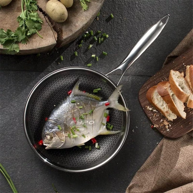 Derovan 26 cm (10″) Multi-Ply Stainless Steel Honeycomb Frying Pan – Induction-Compatible, Heavy-Gauge, Scratch-Resistant & Oven-Safe Cookware - Image 3