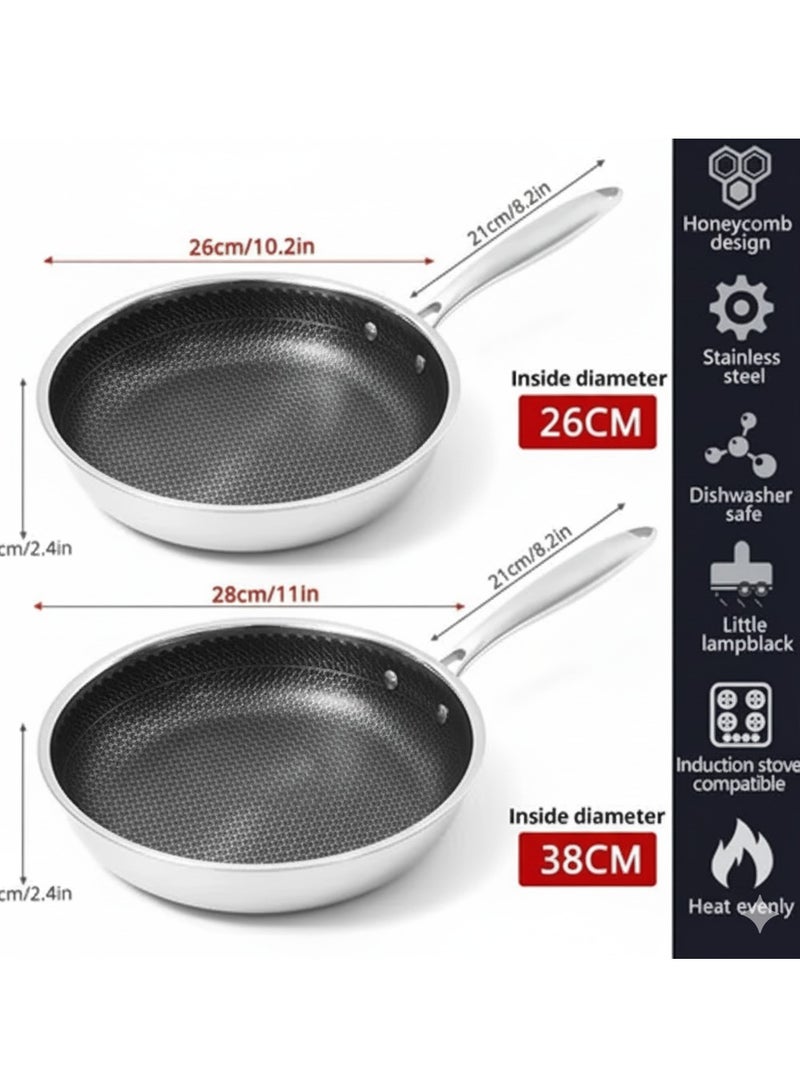 Derovan 26 cm (10″) Multi-Ply Stainless Steel Honeycomb Frying Pan – Induction-Compatible, Heavy-Gauge, Scratch-Resistant & Oven-Safe Cookware - Image 2