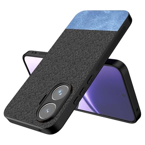 Kapa Soft Fabric & Leather Hybrid Protective Back Cover for Poco F7 5G | Shockproof Slim Hard Anti Slip Back Case (Black,Blue) - Image 5