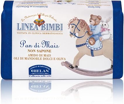 Helan Linea Bimbi Bio SoapFree Soap Soap Bar Pan di Mais Baby Body Wash for Sensitive Skin Body Soap Enriched with Sweet Almond Oil Corn Starch Preservative Free Bar Soap Made in Italy 100 g - Image 1