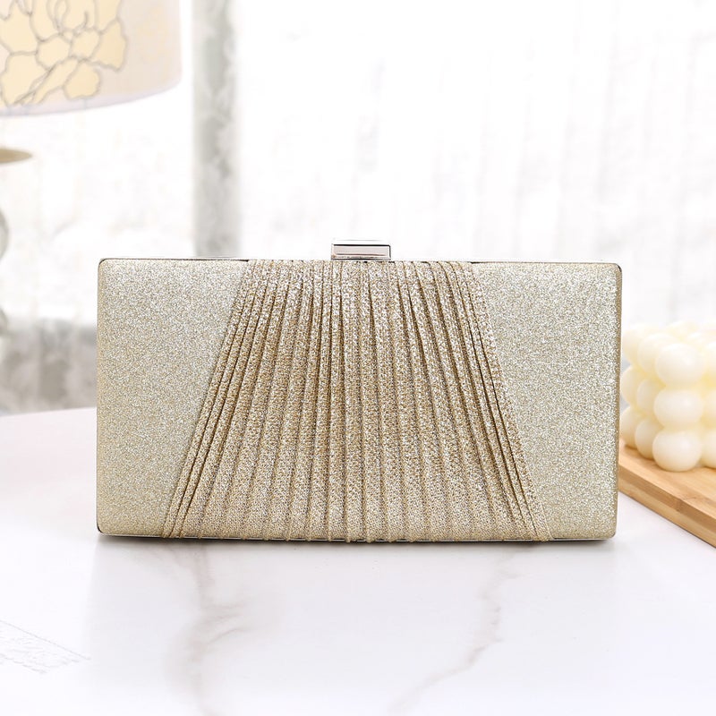 Fashion Pleated Shiny Small Square Bag Evening Bag Sequin Clutch Bag Women'S Shoulder Crossbody Chain Dress Bag - Image 1