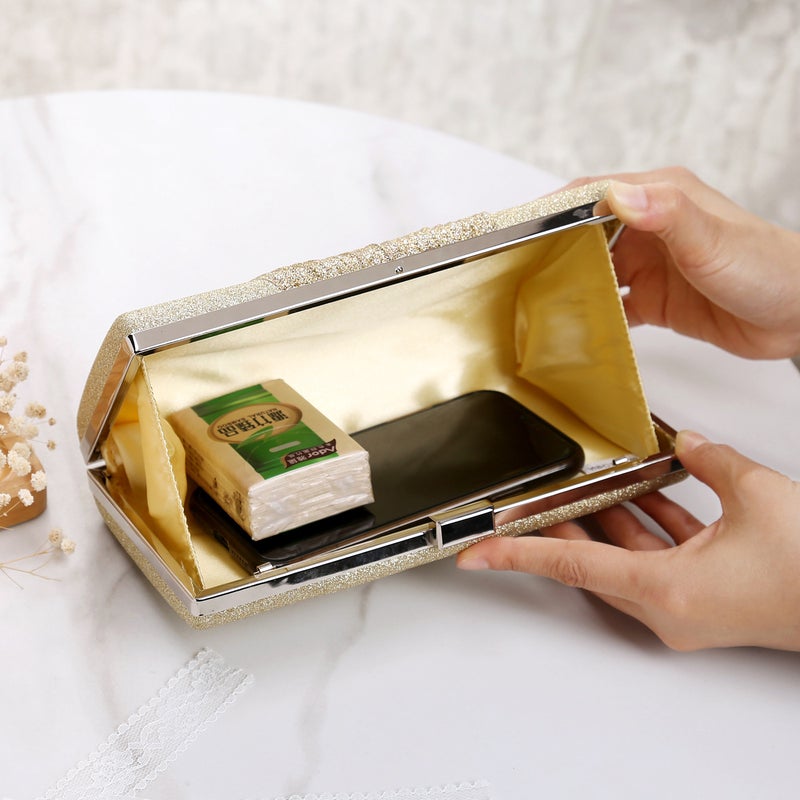 Fashion Pleated Shiny Small Square Bag Evening Bag Sequin Clutch Bag Women'S Shoulder Crossbody Chain Dress Bag - Image 5