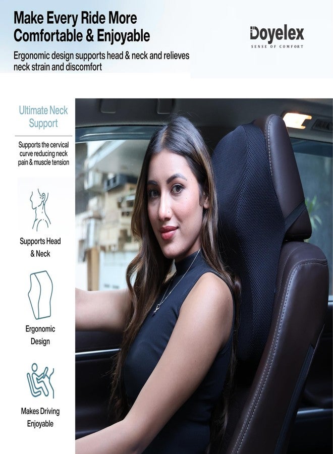 Doyelex Car Neck Rest Pillows:Memory Foam Car Seat Head Rest Pillow for Neck and Cervical Support - Relieves Neck Pain, Perfect Neck Support for Long Journeys (Pack of 2, Black)-Standard - Image 3
