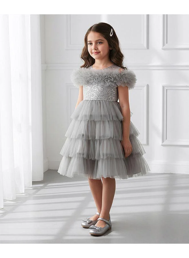 Mark & Mia Mark & Mia Sequin Embellished Flared Dress - Grey