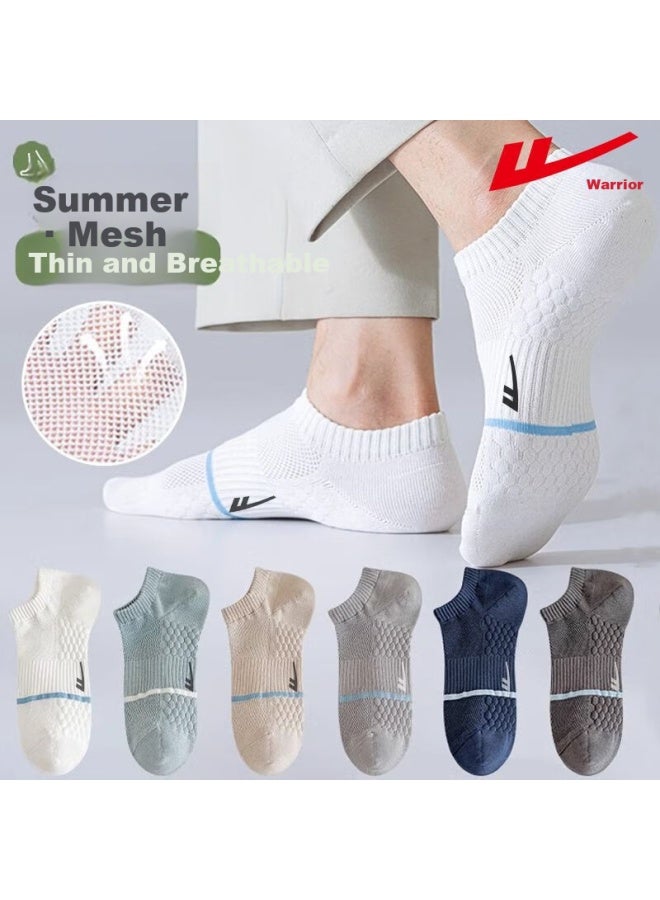 Pull Back Warrior Spring Autumn Mesh Socks Antibacterial Deodorant Sports Non-slip Breathable Cotton Low-cut Socks For Men - Image 3
