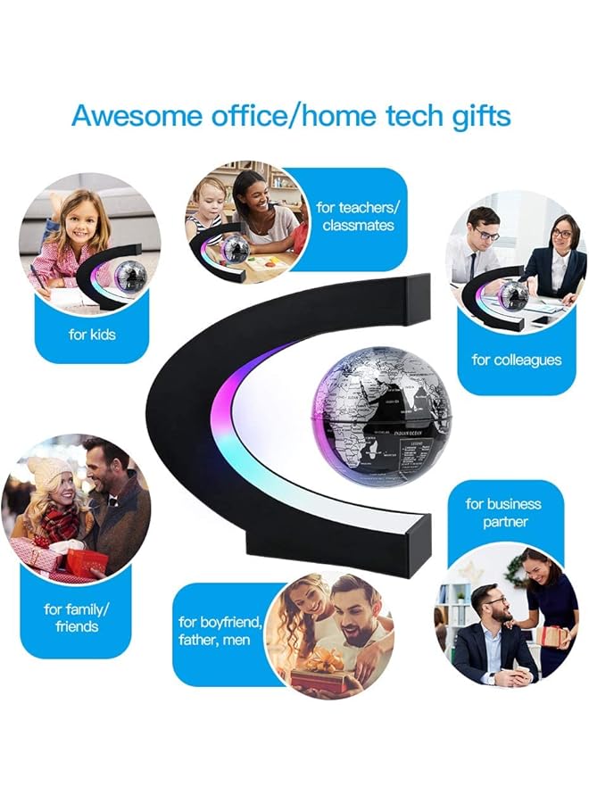 Magnetic Levitation Floating World Map Globe With Led Light Cool Gadgets Decor Fixture Floating Globes And Shade Antigravity Cool Tech Gifts For Home Office Desk Decoration And Teaching Black
