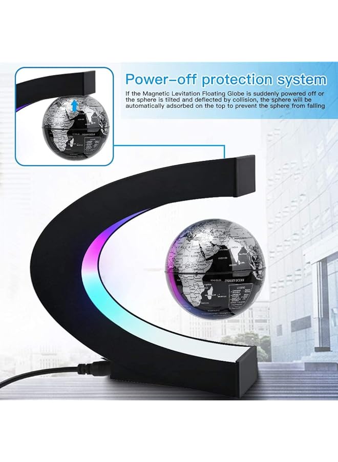 Magnetic Levitation Floating World Map Globe With Led Light Cool Gadgets Decor Fixture Floating Globes And Shade Antigravity Cool Tech Gifts For Home Office Desk Decoration And Teaching Black