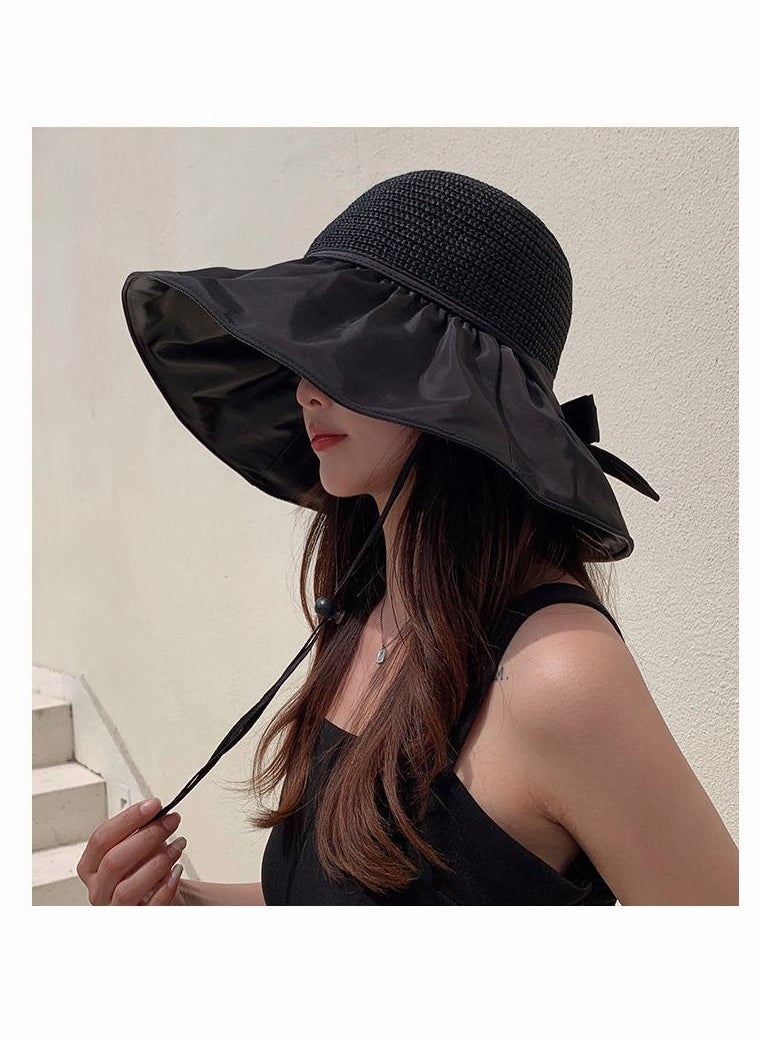 Generic - Women Wide Brim Sun Hat Summer Beach Sun Hat Travel Foldable Brim Floppy Beach Hats for Women Outdoor UV Protection Mesh Beach Fishing Bucket Hat - Image 1