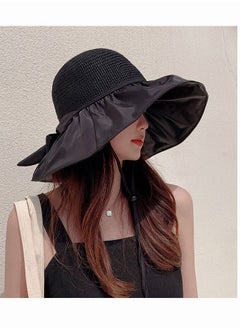 Generic Women Wide Brim Sun Hat Summer Beach Sun Hat Travel Foldable Brim Floppy Beach Hats for Women Outdoor UV Protection Mesh Beach Fishing Bucket Hat  - Image 2