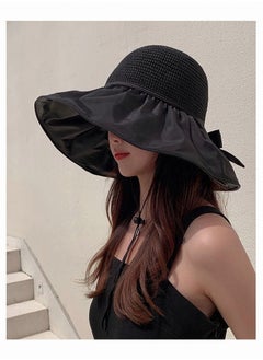 Generic Women Wide Brim Sun Hat Summer Beach Sun Hat Travel Foldable Brim Floppy Beach Hats for Women Outdoor UV Protection Mesh Beach Fishing Bucket Hat  - Image 3
