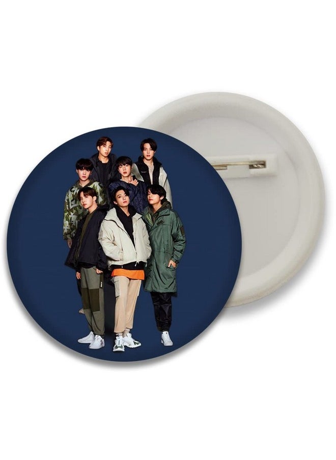 D2c D2C Plastic Premium BTS Round Pin Button Badge - Perfect for Boys, Girls, Men & Women | Trendy KPOP Batches for Bags, Backpacks | Ideal Birthday Gift | Size 58mm Multicolor (0+Years) Pack of 5 D4  - Image 2