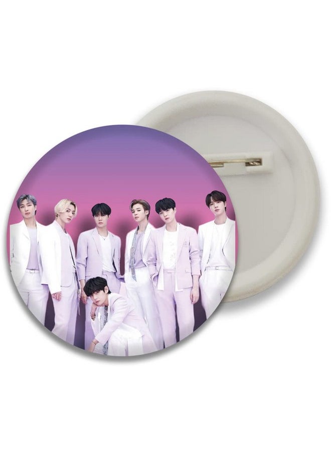 D2c D2C Plastic Premium BTS Round Pin Button Badge - Perfect for Boys, Girls, Men & Women | Trendy KPOP Batches for Bags, Backpacks | Ideal Birthday Gift | Size 58mm Multicolor (0+Years) Pack of 5 D4  - Image 4