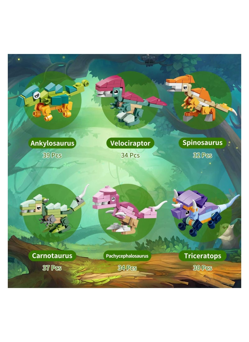 بيوينتي - Dinosaur Building Block Set - 12 Mini Building Blocks, 12-in-1 STEM Toys for Kids, Perfect for Classroom Prizes, Party Favors, Birthdays, and Carnival Rewards, Easy to Assemble. - Image 1