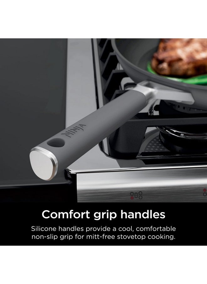 Ninja Ninja CW60020 NeverStick Comfort Grip 8" Fry Pan, Nonstick, Durable, Scratch Resistant, Dishwasher Safe, Oven Safe to 400°F, Silicone Handles, Grey  - Image 2