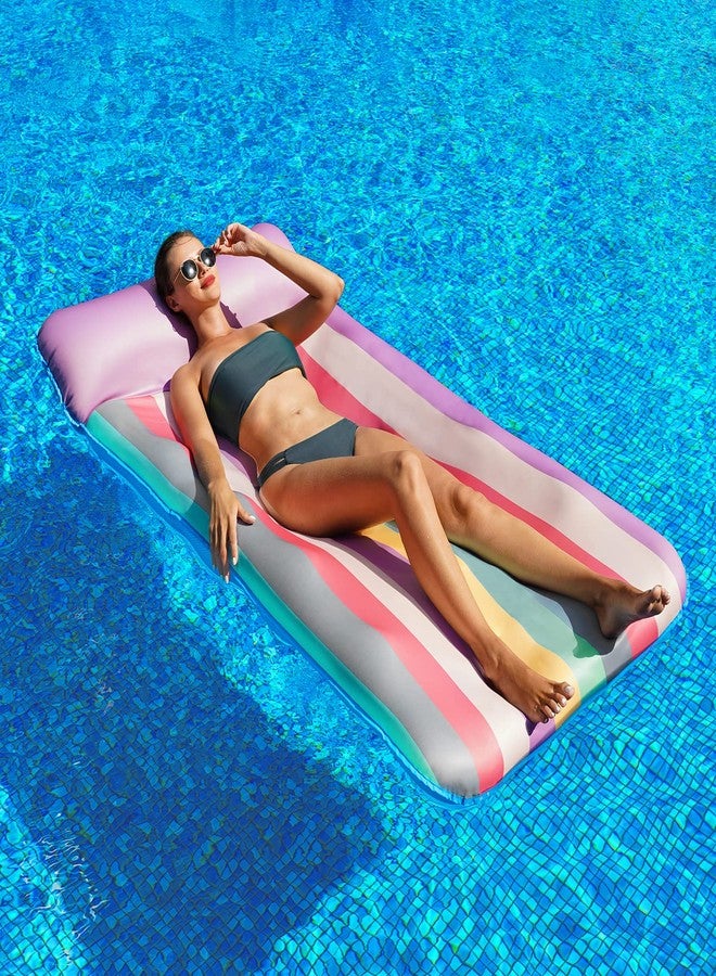 PARENTSWELL Oversized Pool Float - 72" x 36", X-Large, Fabric-Covered Pool Lounger with Headrest - Image 4