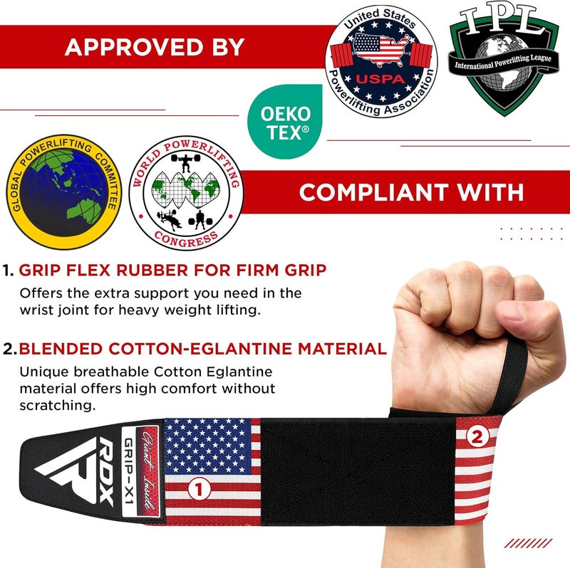 Rdx Wrist Wraps for Weightlifting (Pair), IPL USPA Approved, Elasticated 18” Cotton Straps Support with Thumb Loop, Gym Wrap for Weight Lifting Powerlifting Competition Strength Training Bodybuilding - Image 4