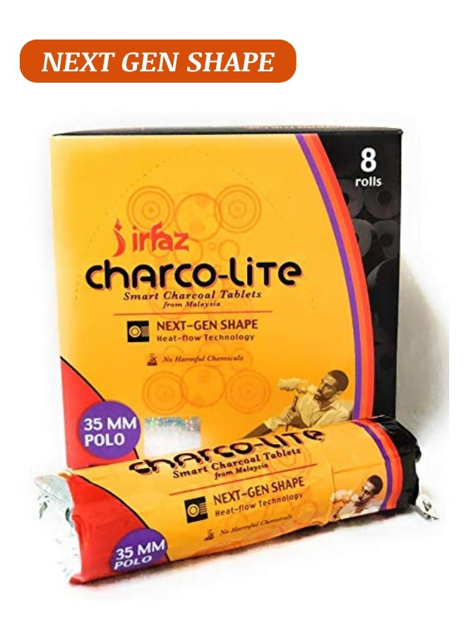 ايرفاز Irfaz Charco-Lite فحم البولو الذكي شكل الجيل التالي تقنية التدفق الحراري 35 مم بولو عبوة من 8 لفات (كل 10 أقراص)  - Image 1