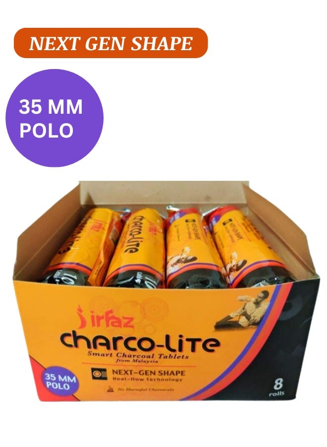 ايرفاز Irfaz Charco-Lite فحم البولو الذكي شكل الجيل التالي تقنية التدفق الحراري 35 مم بولو عبوة من 8 لفات (كل 10 أقراص)  - Image 3