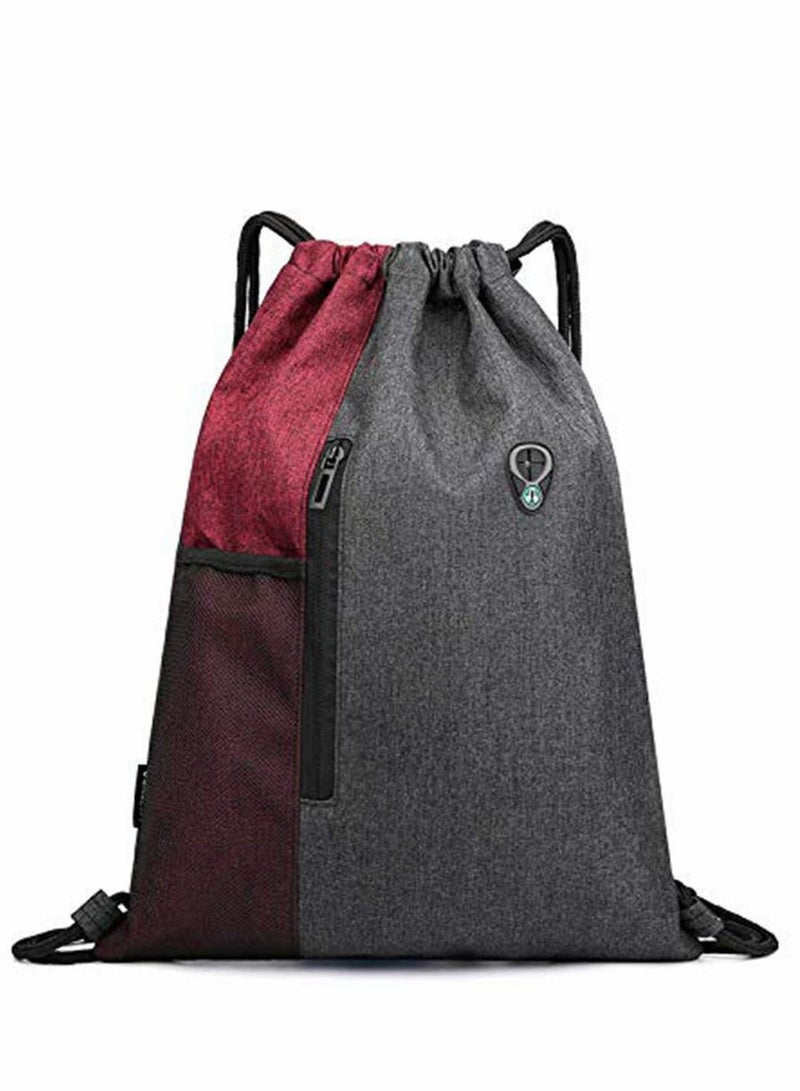 KASTWAVE Drawstring Sackpack Bag, Waterproof Oxford Cloth Backpack Gymsack with Pocket Gym Sports Bag and Earphone Hole Outdoor Exercise Running Swimming Unisex - Image 1