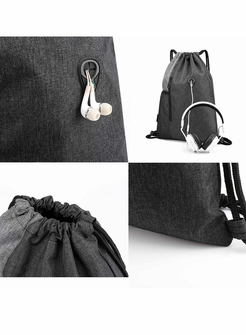 KASTWAVE Drawstring Sackpack Bag, Waterproof Oxford Cloth Backpack Gymsack with Pocket Gym Sports Bag and Earphone Hole Outdoor Exercise Running Swimming Unisex - Image 3