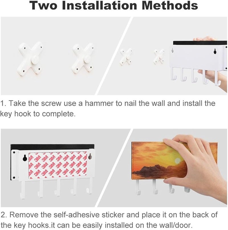 حامل مفتاح جدار منارة البحر عند غروب الشمس مع 5 خطافات منظم رف مفاتيح من جلد البولي يوريثان تخزين مدخل - Image 4