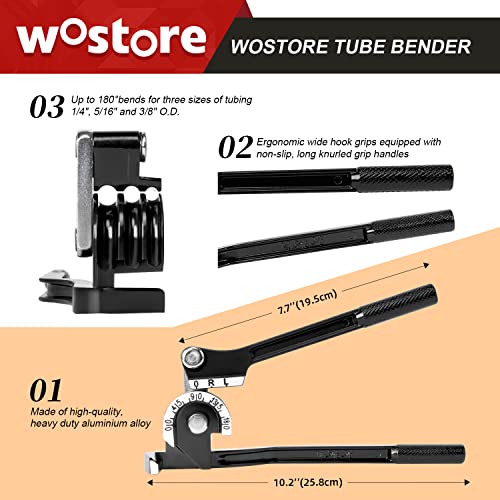 Wostore 180 Degree Tubing Bender for 1/4 5/16 and 3/8Inch Copper Aluminum Thin Stainless Steel Black - Image 3