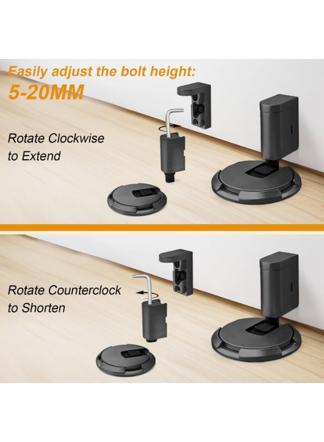 BIGTHREE Door Stopper, Silent Windproof, Adjustable Height Black, Mechanical Floor for Home Office Stop Door Slamming (BLACK) - Image 2